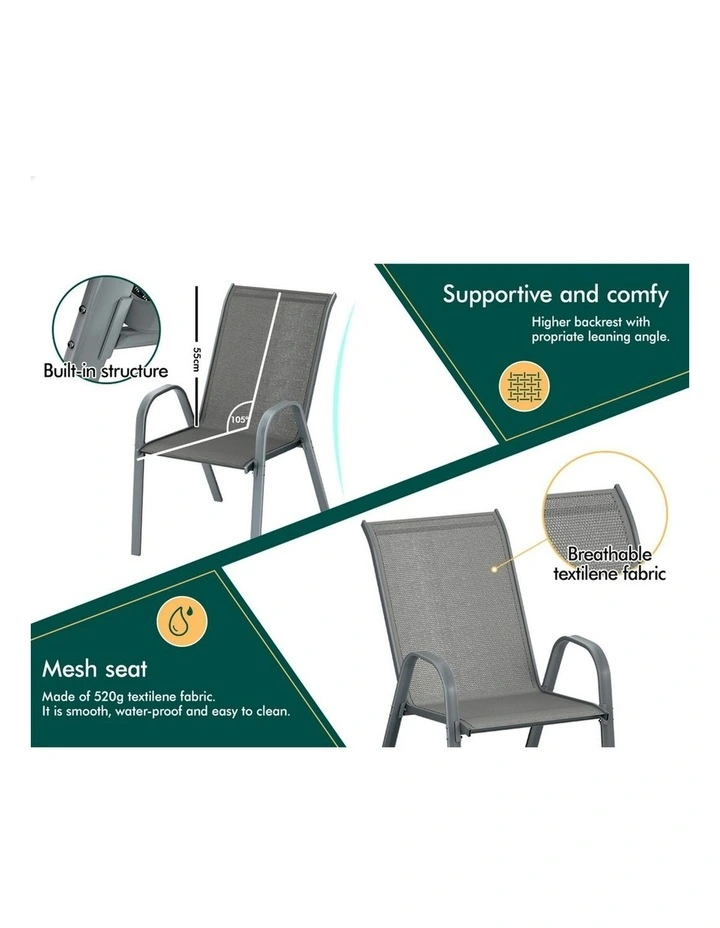 Outdoor Dining Set 5 Pieces in Grey image 6