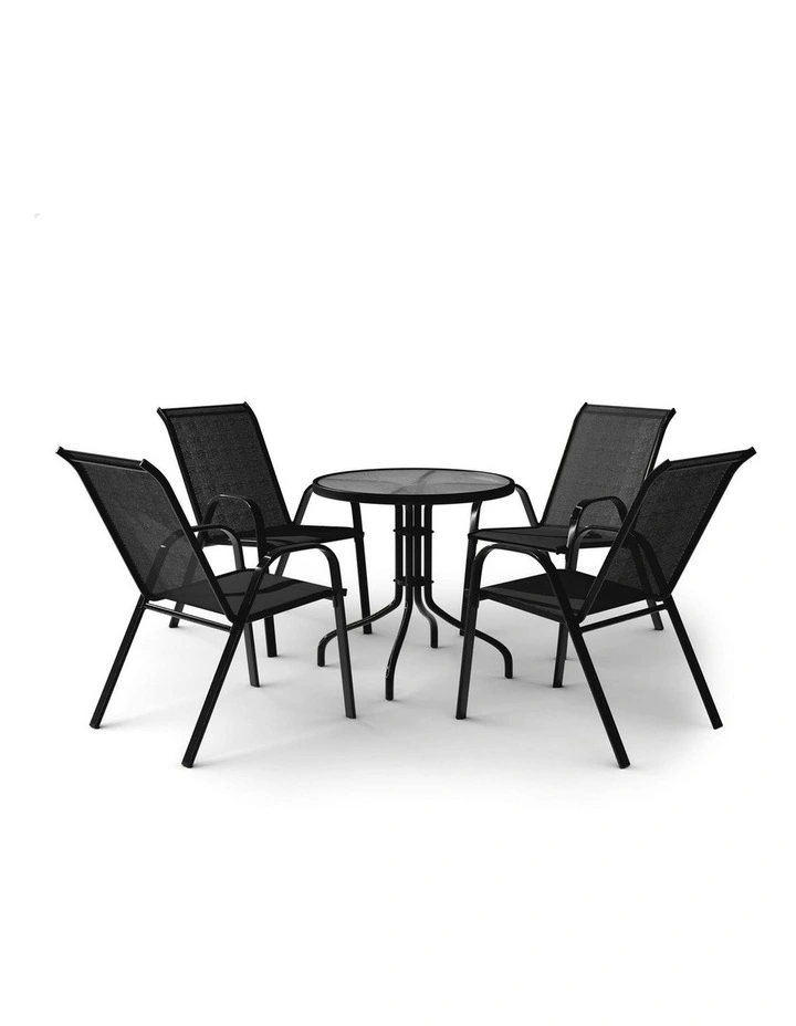 Outdoor Furniture Dining Set 5 Pieces in Black image 1