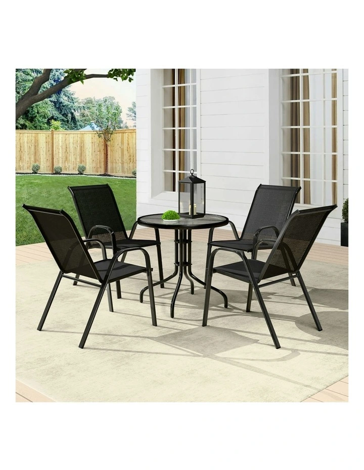 Outdoor Furniture Dining Set 5 Pieces in Black image 2
