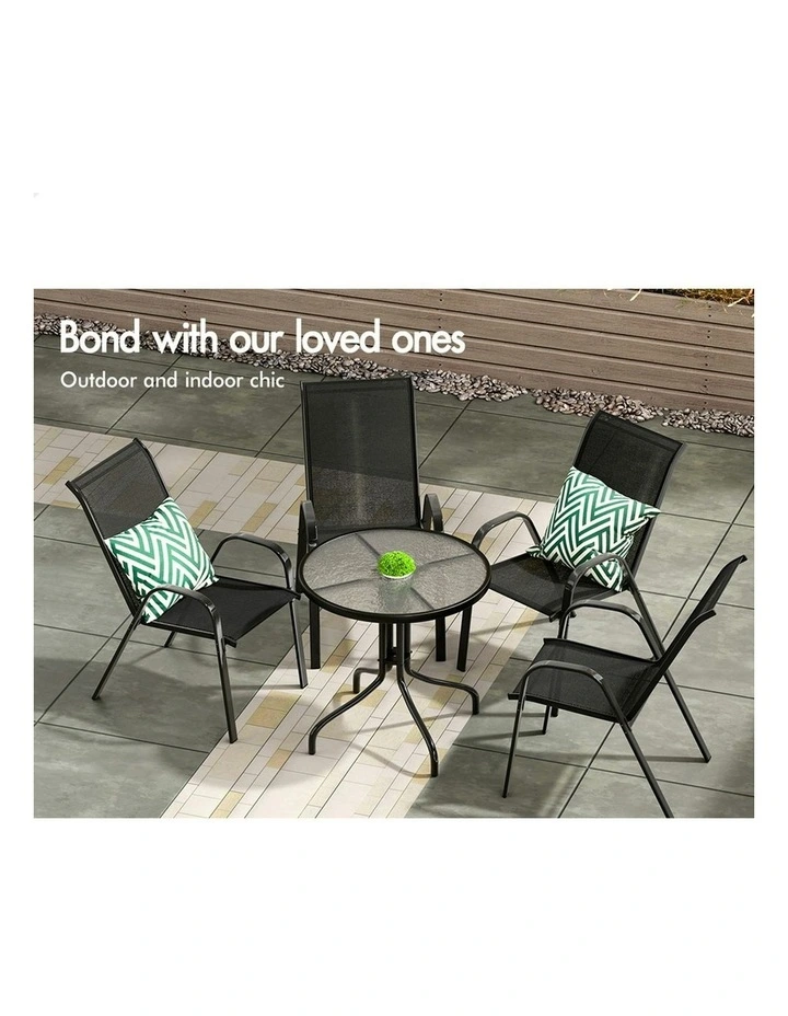 Outdoor Furniture Dining Set 5 Pieces in Black image 3
