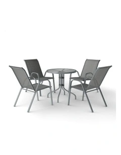 Outdoor Furniture Dining Set 5 Pieces in Grey