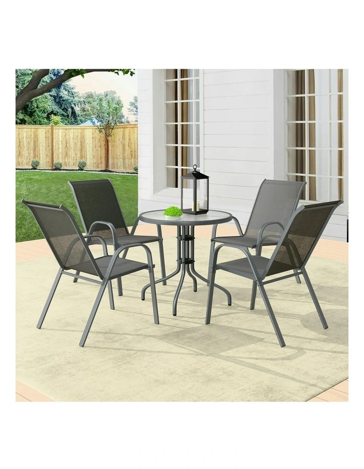 Outdoor Furniture Dining Set 5 Pieces in Grey image 2