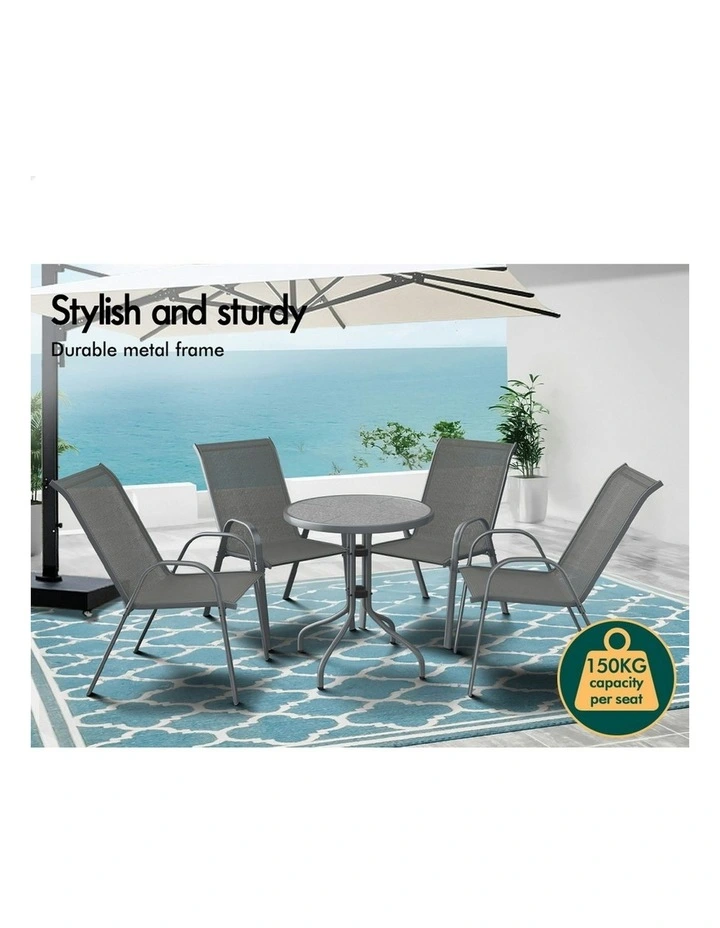 Outdoor Furniture Dining Set 5 Pieces in Grey image 5