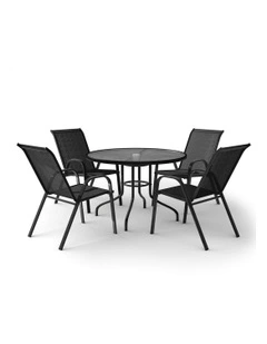 Outdoor Dining Set 5 Pieces in Black