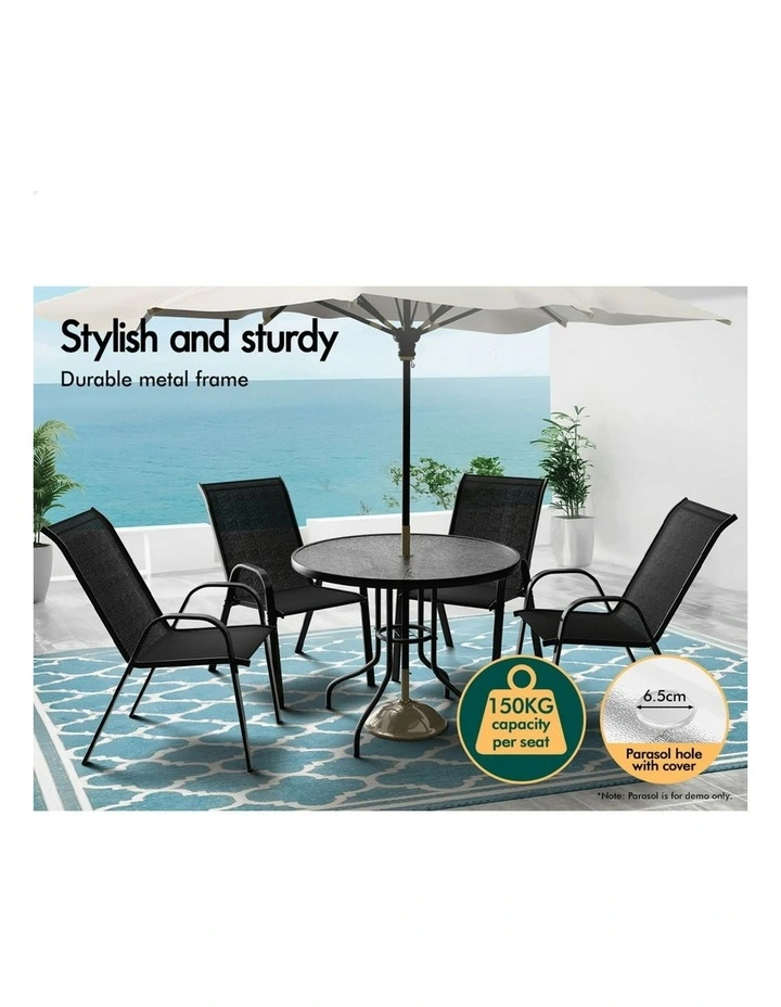 Outdoor Dining Set 5 Pieces in Black image 3