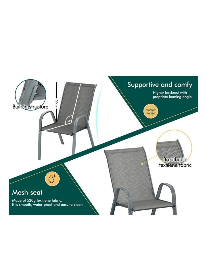 Outdoor Dining Set 90cm in Grey image 7