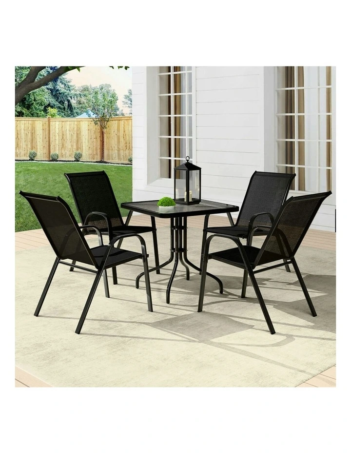 Outdoor Furniture Patio Set 5 Pieces in Black image 2