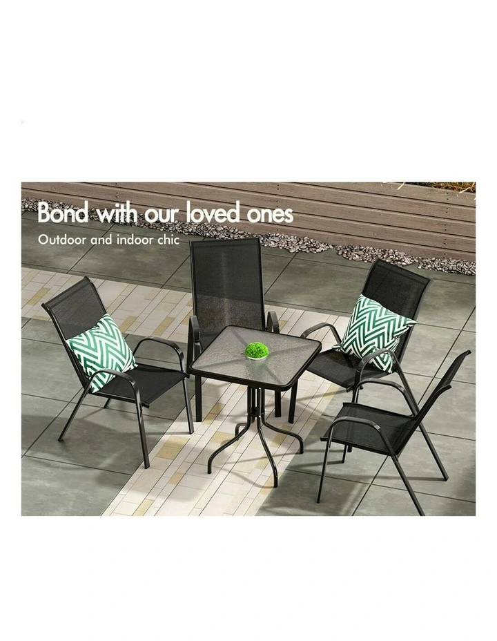 Outdoor Furniture Patio Set 5 Pieces in Black image 3