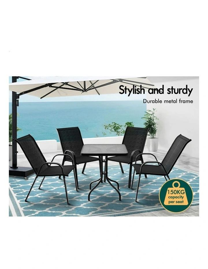 Outdoor Furniture Patio Set 5 Pieces in Black image 5