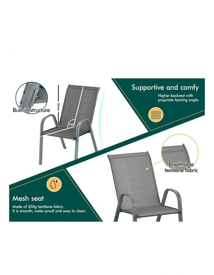 Outdoor Furniture Patio Set 5 Pieces in Grey image 7