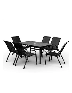 Outdoor Patio Set 7 Pieces in Black