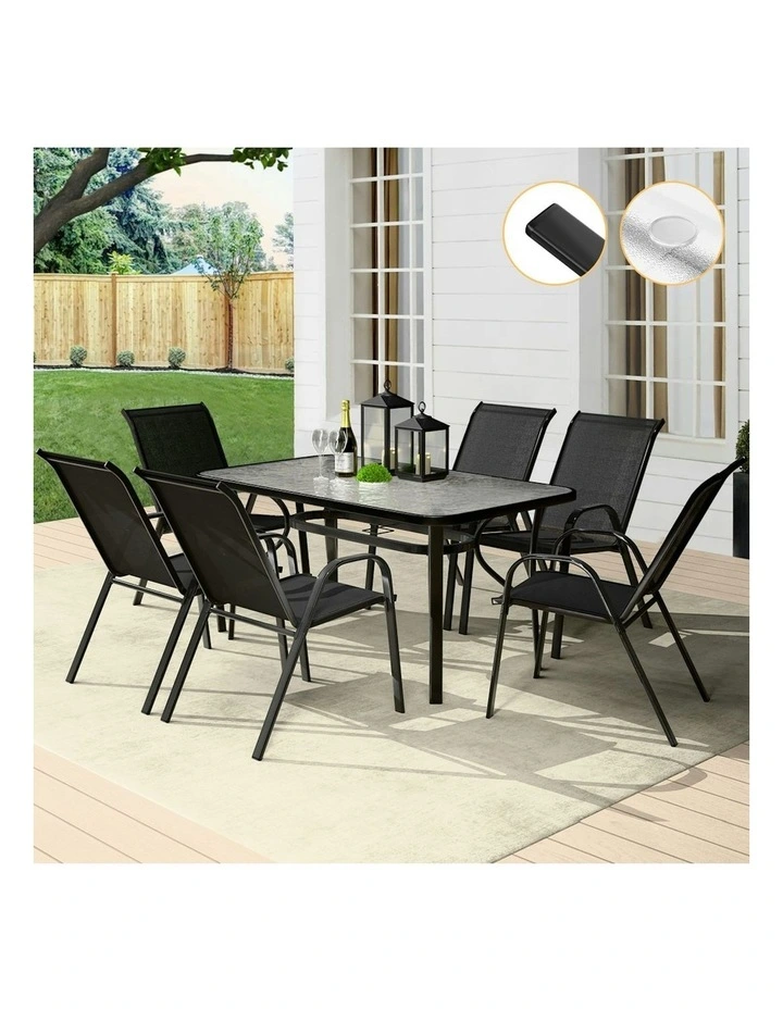 Outdoor Patio Set 7 Pieces in Black image 2