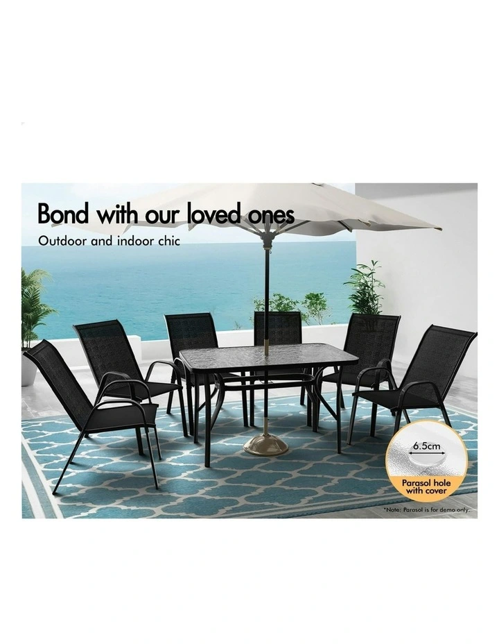 Outdoor Patio Set 7 Pieces in Black image 3