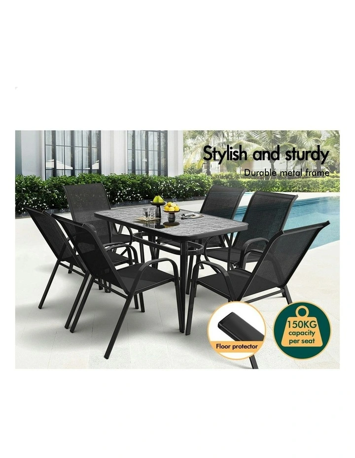 Outdoor Patio Set 7 Pieces in Black image 6