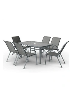 Outdoor Garden Dining Set 7 Pieces in Grey