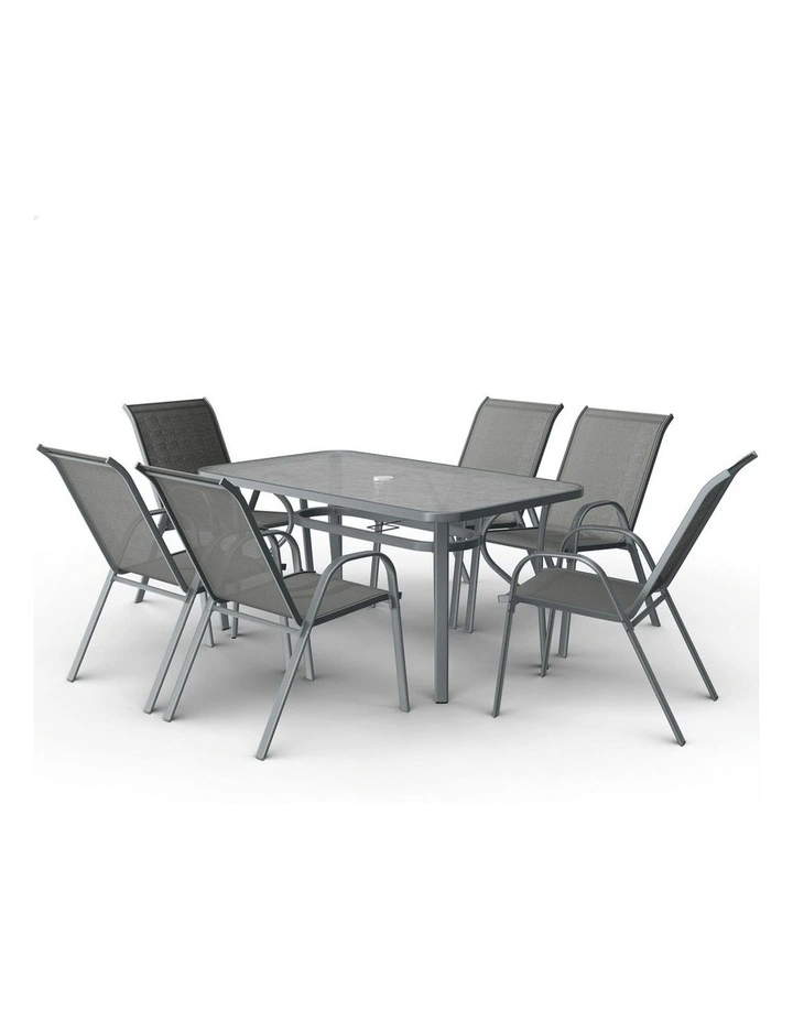 Outdoor Garden Dining Set 7 Pieces in Grey image 1