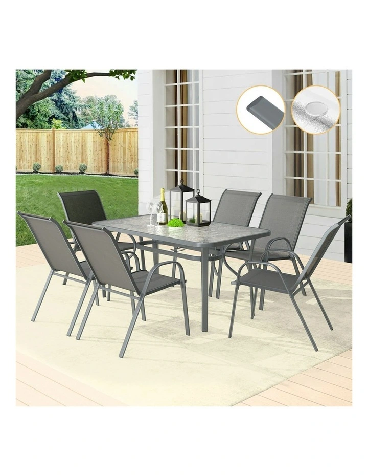 Outdoor Garden Dining Set 7 Pieces in Grey image 2