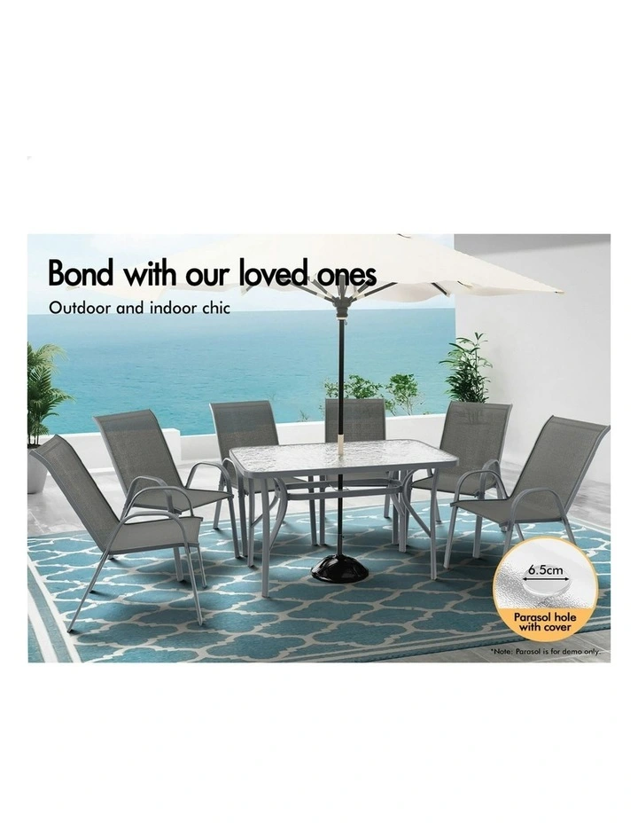 Outdoor Garden Dining Set 7 Pieces in Grey image 3