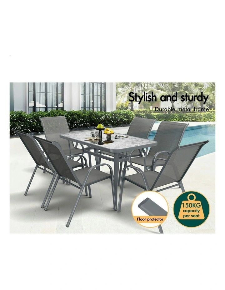 Outdoor Garden Dining Set 7 Pieces in Grey image 6
