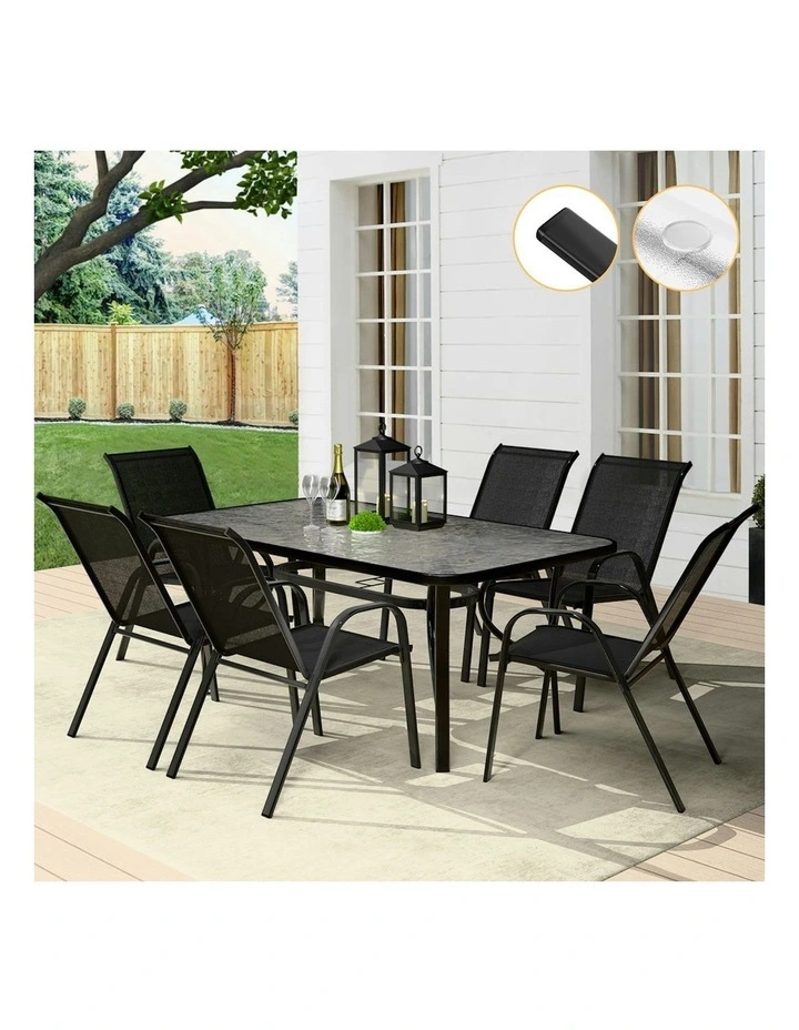 Outdoor Garden Dining Set 7 Pieces in Black image 2