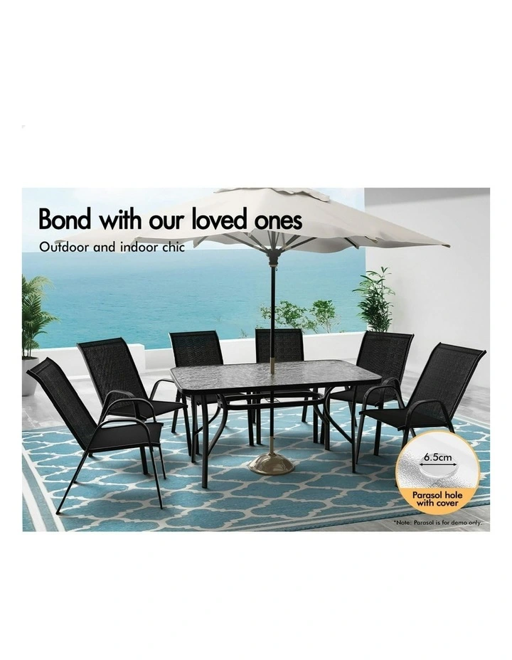 Outdoor Garden Dining Set 7 Pieces in Black image 3