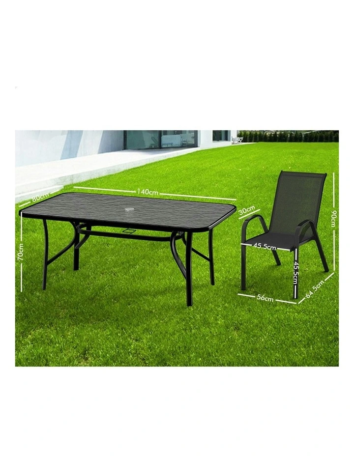 Outdoor Garden Dining Set 7 Pieces in Black image 5