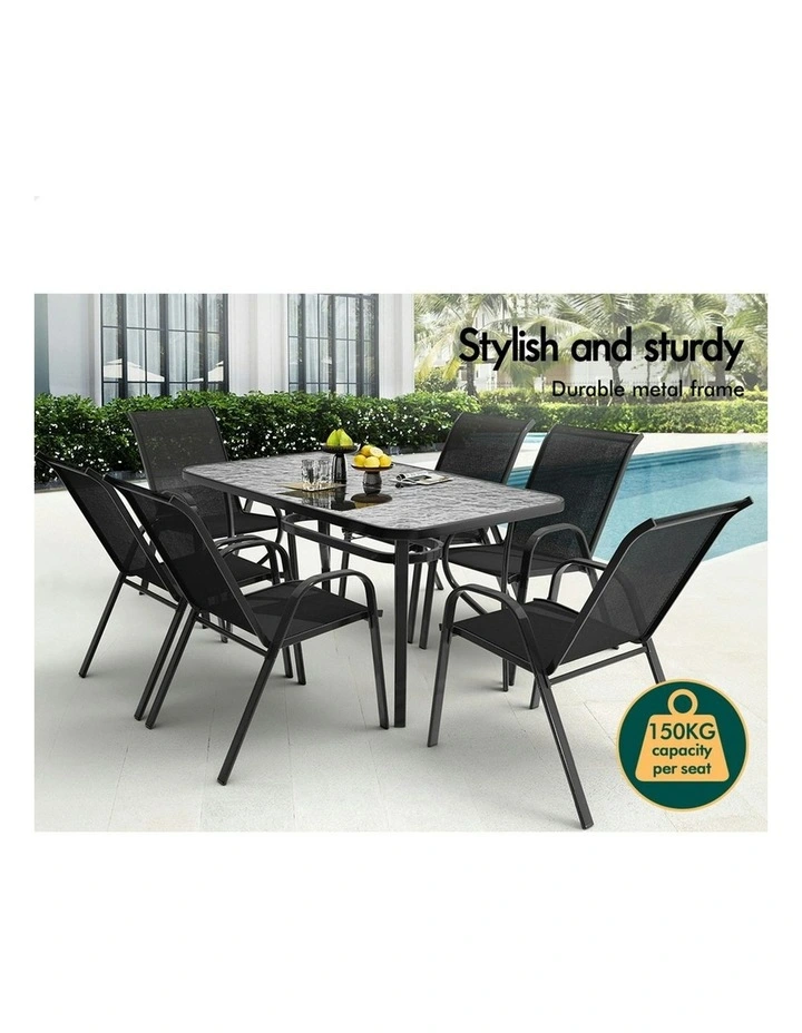 Outdoor Garden Dining Set 7 Pieces in Black image 6