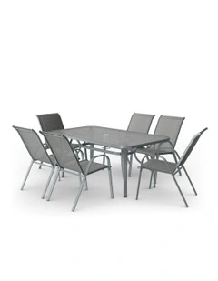 Outdoor Garden Dining Set 7 Pieces in Grey