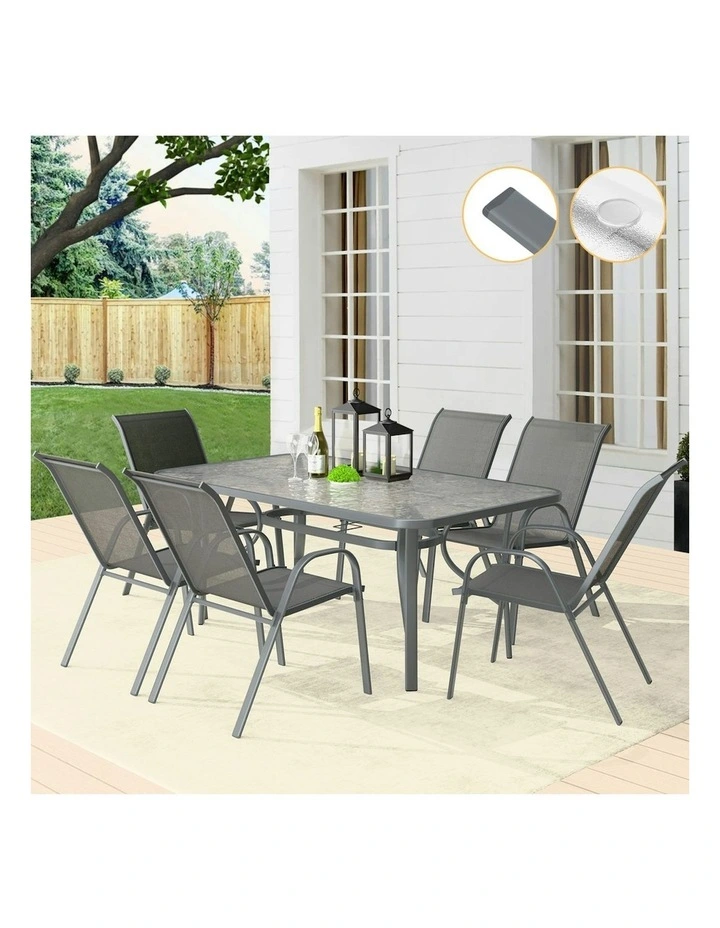 Outdoor Garden Dining Set 7 Pieces in Grey image 2