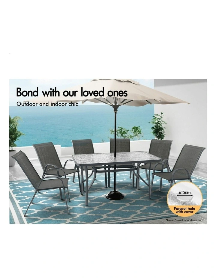 Outdoor Garden Dining Set 7 Pieces in Grey image 3