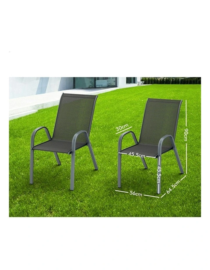 Patio Furniture Garden Stackable Dining Chairs x6 in Grey image 7