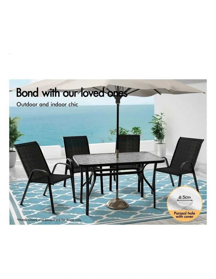 Patio Dining Table 120cm X 70cm in Black image 3