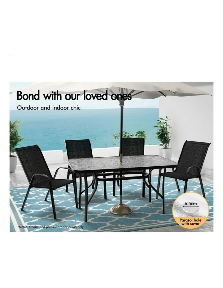Patio Garden Dining Table 140cm x 80cm in Black image 3