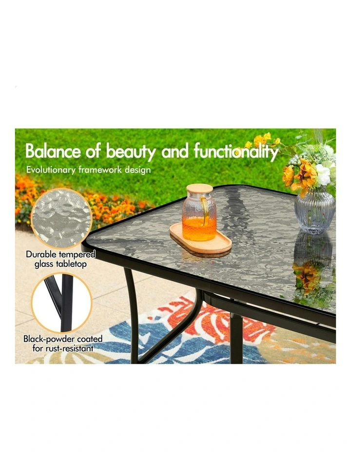 Patio Garden Dining Table 140cm x 80cm in Black image 4