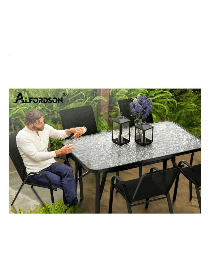 Patio Garden Dining Table 140cm x 80cm in Black image 7