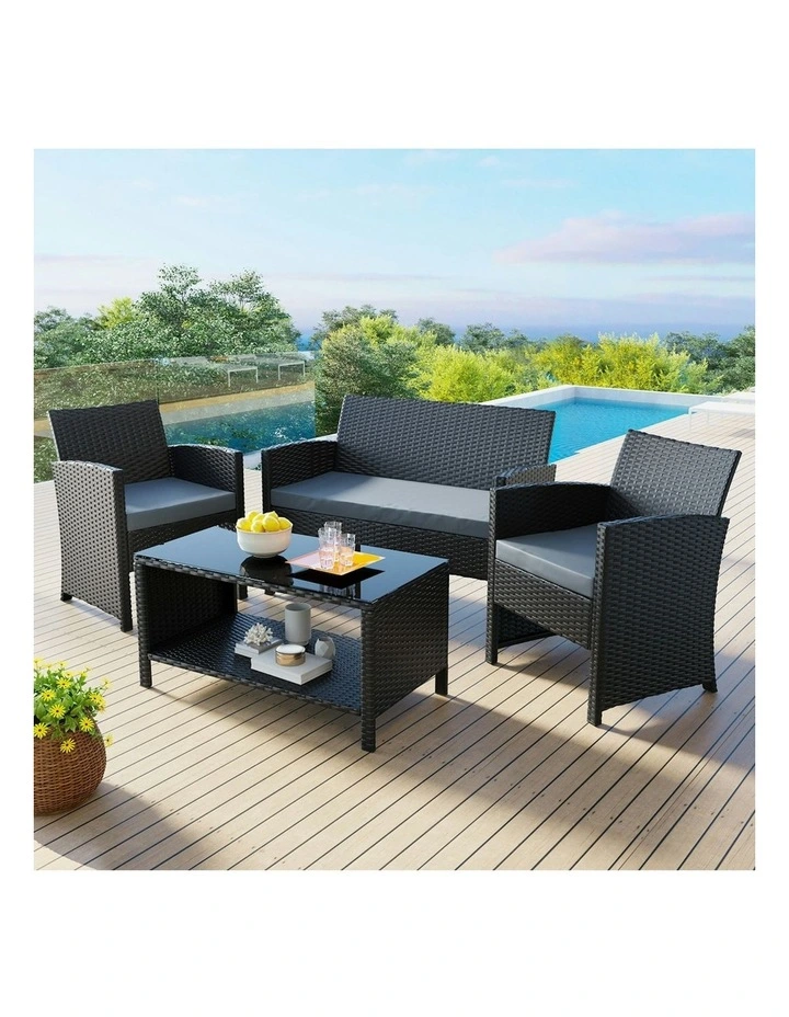 Outdoor Furniture Set Of 4Pieces in Black image 2