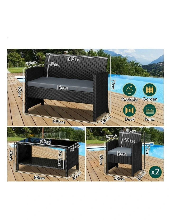 Outdoor Furniture Set Of 4Pieces in Black image 7