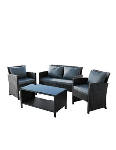 Outdoor Furniture Set Of 4 Pieces in Black