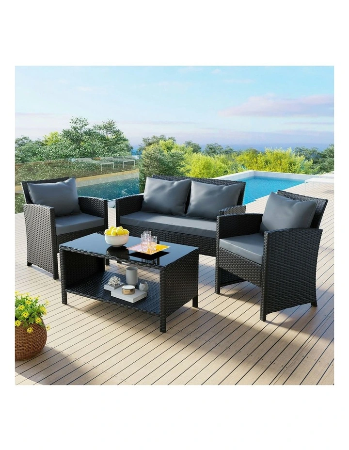 Outdoor Furniture Set Of 4 Pieces in Black image 2