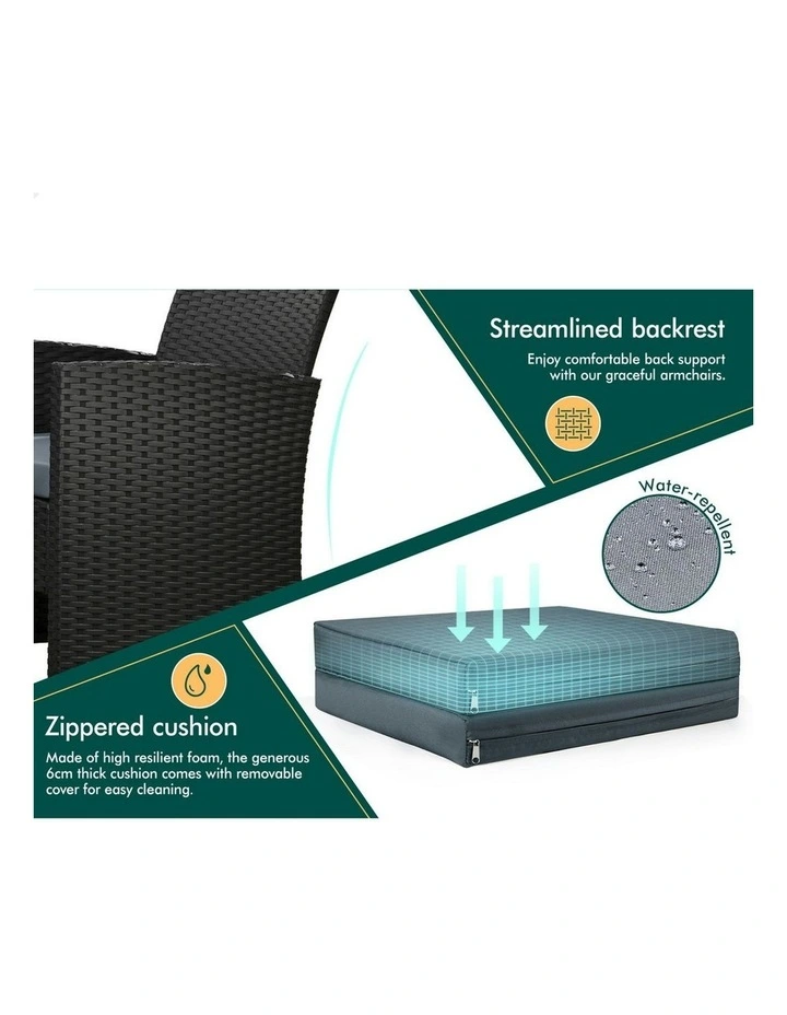 Outdoor Furniture Set Of 4 Pieces in Black image 6