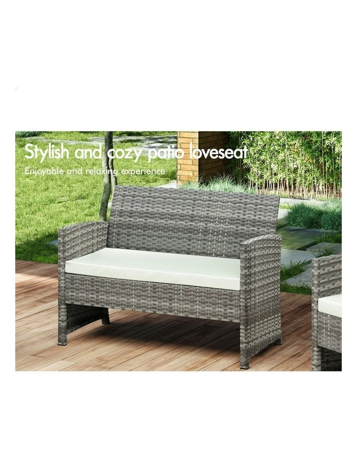 Outdoor Furniture Patio Wicker Set 4 Pieces in Grey image 3