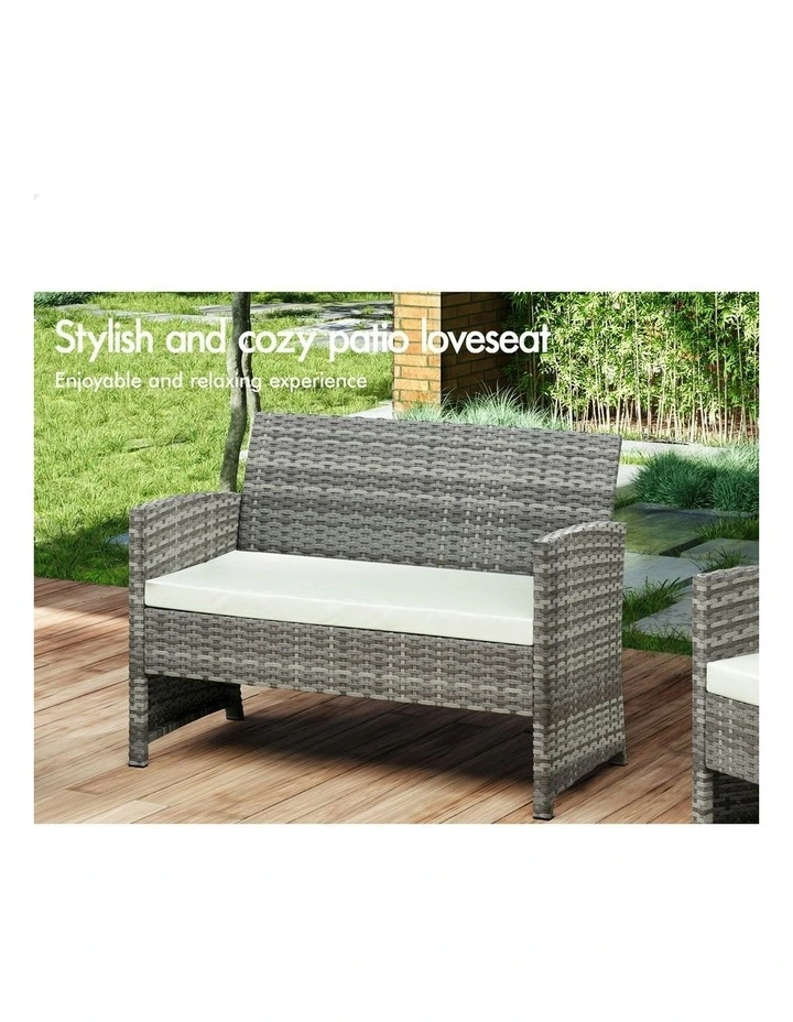 Outdoor Furniture Patio Wicker Set with Pillows in Grey image 3