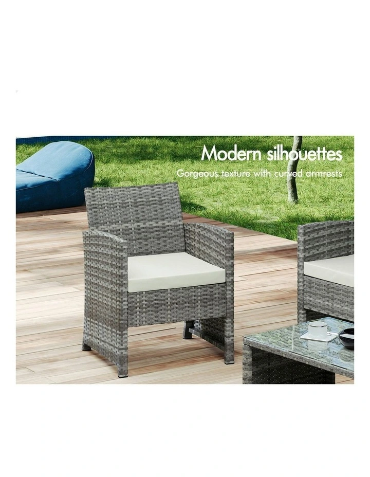 Outdoor Furniture Patio Wicker Set with Pillows in Grey image 5
