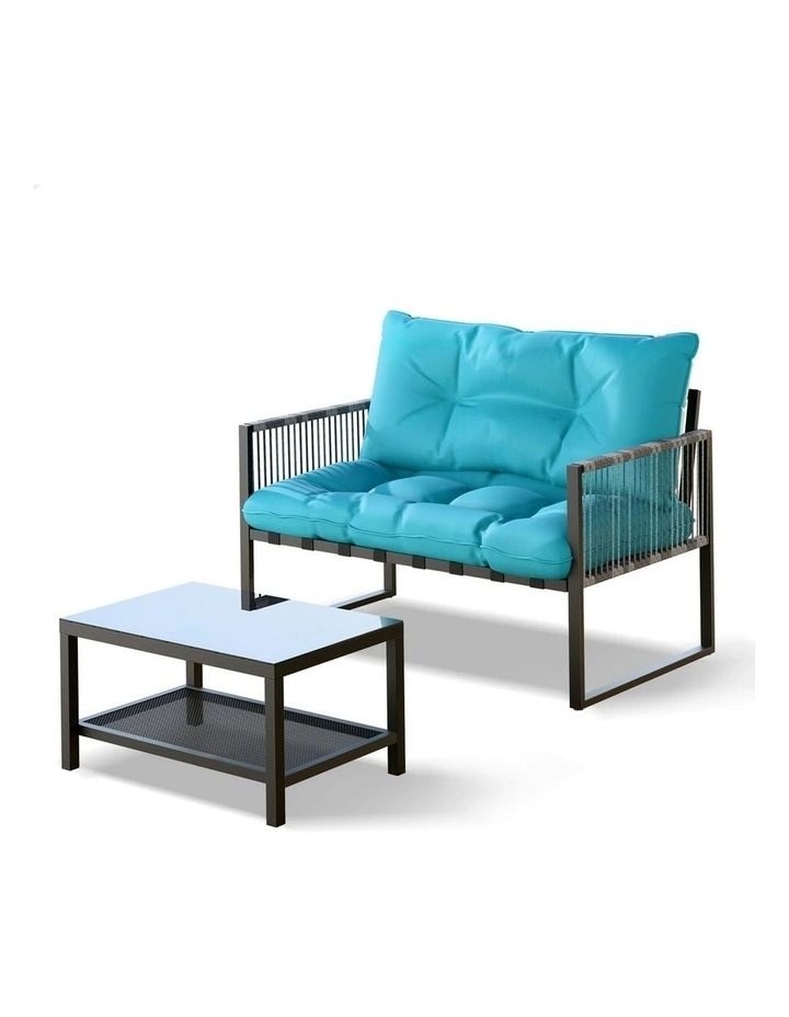 Outdoor Lounge Sofa Set 2 Piece in Blue image 1