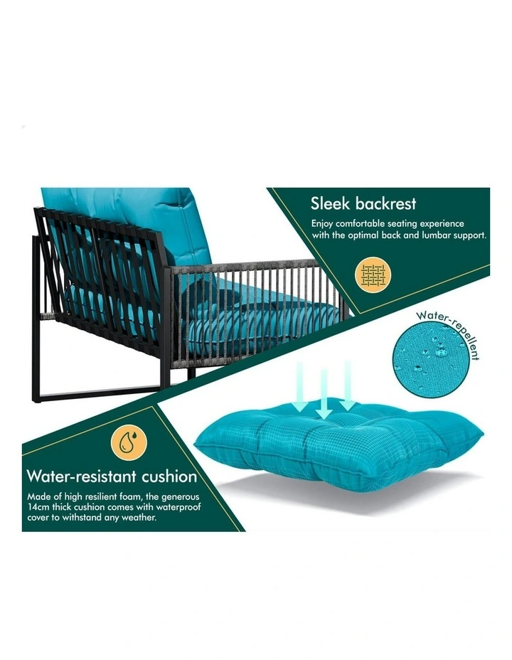 Outdoor Lounge Sofa Set 2 Piece in Blue image 4