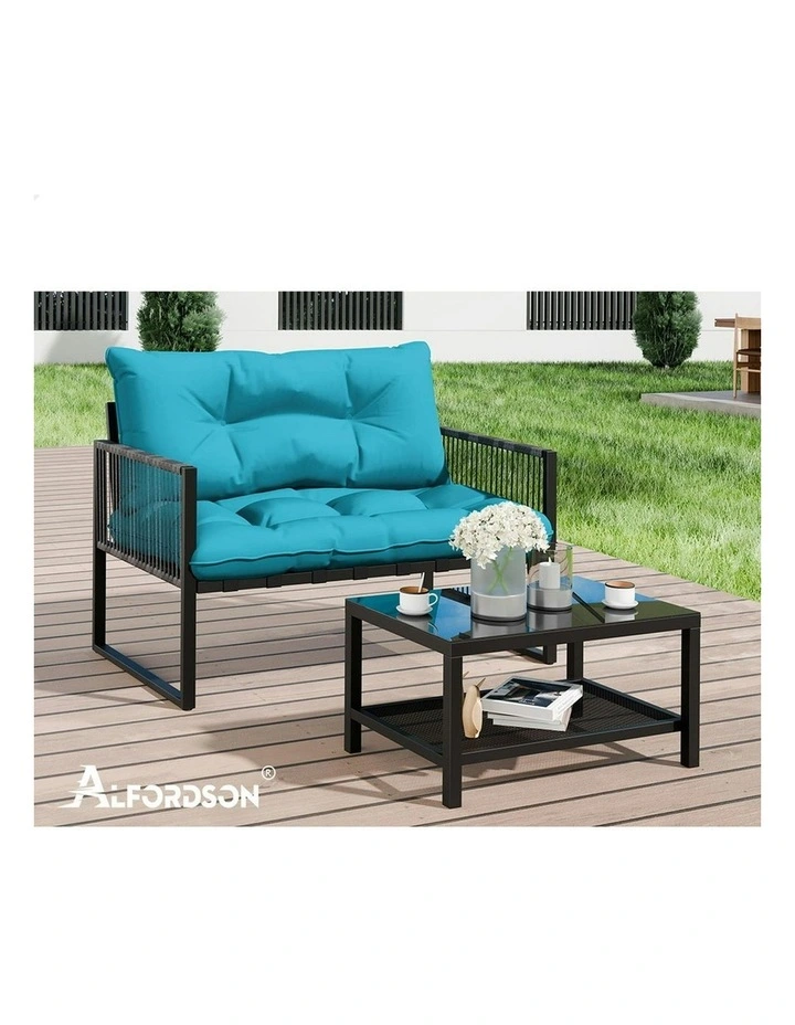 Outdoor Lounge Sofa Set 2 Piece in Blue image 6