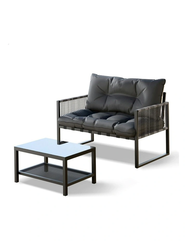 Outdoor Lounge Sofa Set 2 Pieces in Grey image 1