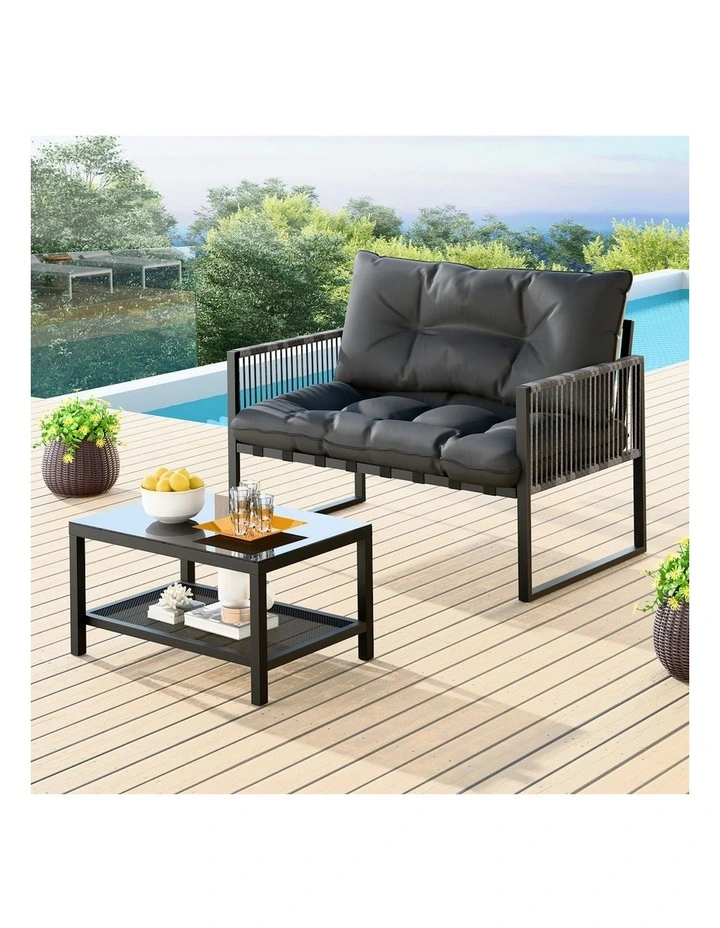 Outdoor Lounge Sofa Set 2 Pieces in Grey image 2