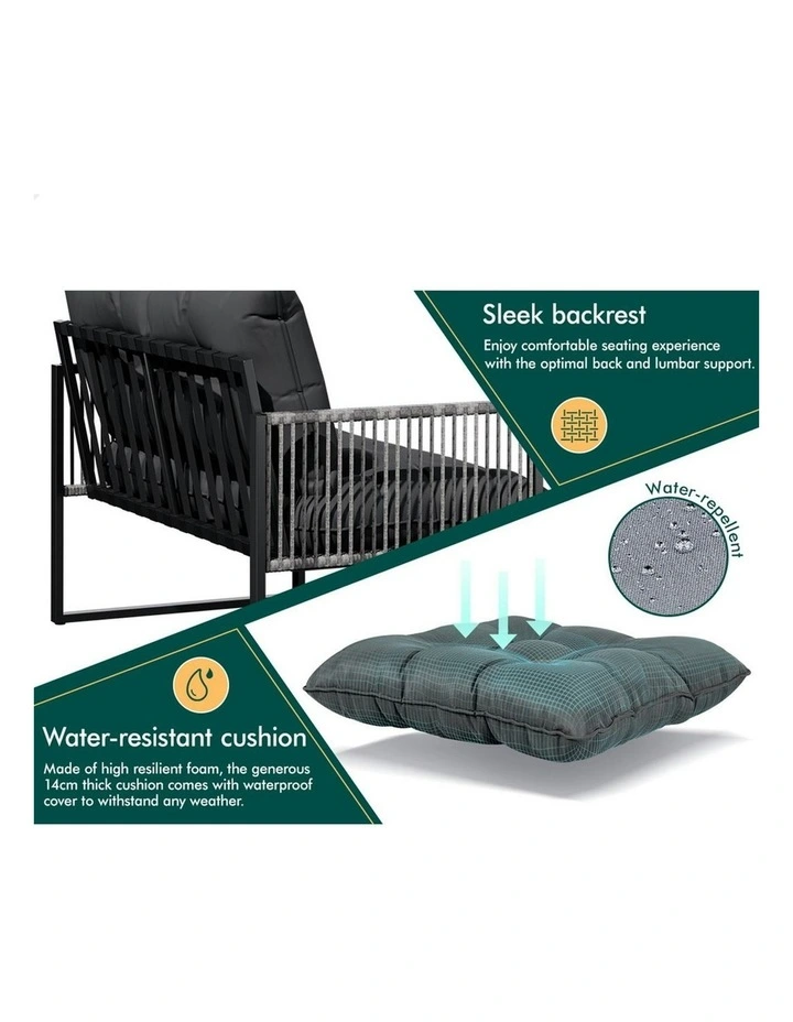 Outdoor Lounge Sofa Set 2 Pieces in Grey image 6