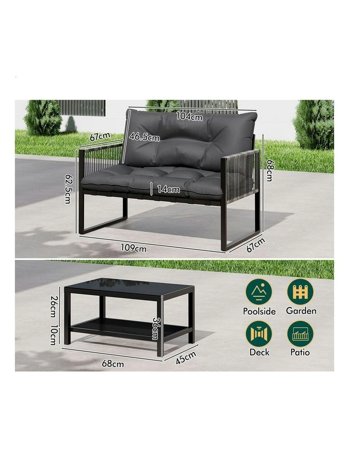 Outdoor Lounge Sofa Set 2 Pieces in Grey image 7